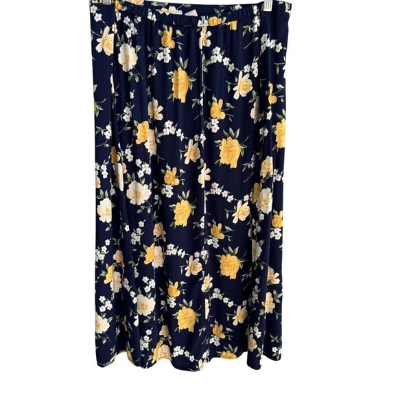 Capistrano Essentials Vintage Womens Navy Flowy Floral Midi Full Skirt 26/28 - Picture 4 of 8